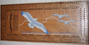 Mid Century Seagull Cribbage Board - Very similar design to the Crisloid Co.'s Cribbage board, but has no manufacturers identification. Either someone used Crisloids board design, or Crisloid may have been manufacturing these as a private label item.