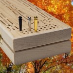 Solid Maple Continuous Play 3 -Track Cribbage Board Cabinet by; WE Games - Cribbage Cabinet includes Easy Grip Pegs, Playing Cards and Hidden Storage Area (Made in USA)