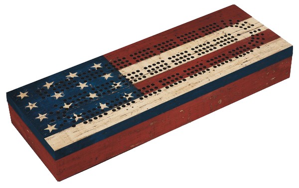 The Grand Old Flag Cribbage Board - Another fine addition to any cribbage board collection, and an especially fun board to play on around the 4th of July and during campaign season.